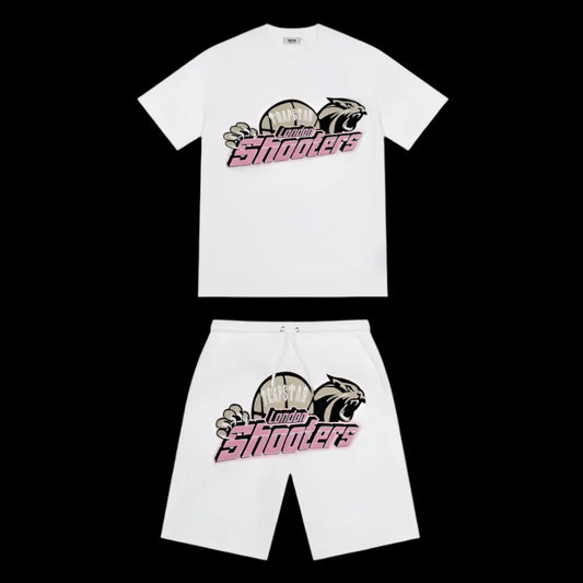 Trapstar Shooters Short Set White/Pink