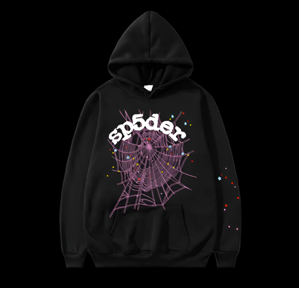 Sp5der Black Hoodie Purple Web